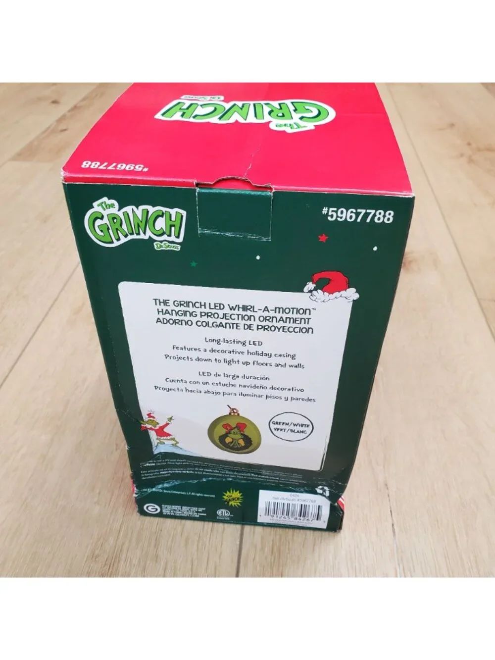 The Grinch LED Whirl-A-Motion Hanging Projector Ornament Holiday Christmas NEW